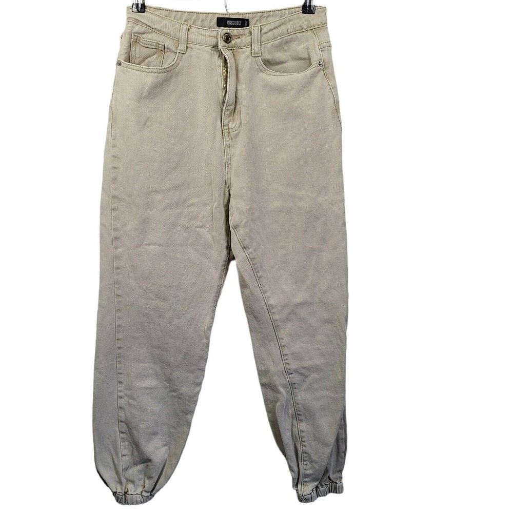 Missguided Beige Denim High Waist Jogger 8